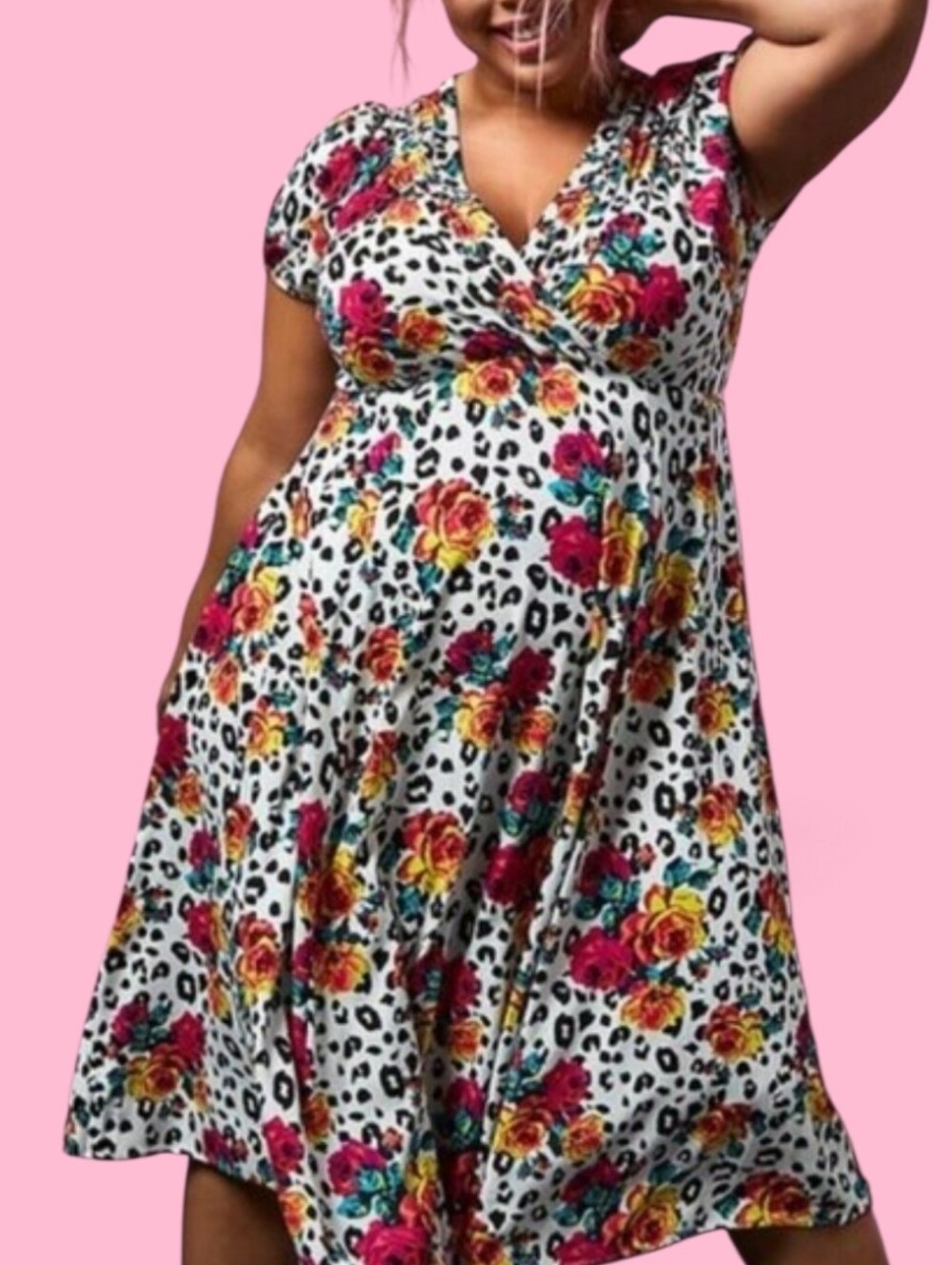 Torrid x Betsey Johnson Bold Floral Rose Leopard Print Midi Dress Plus Size 16